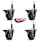 Service Caster 3.5'' Black Poly Swivel 3/4'' Expanding Stem Caster Set with Brake, 4PK SCC-EX20S3514-PPUB-BLK-PLB-34-4 - alternate 4